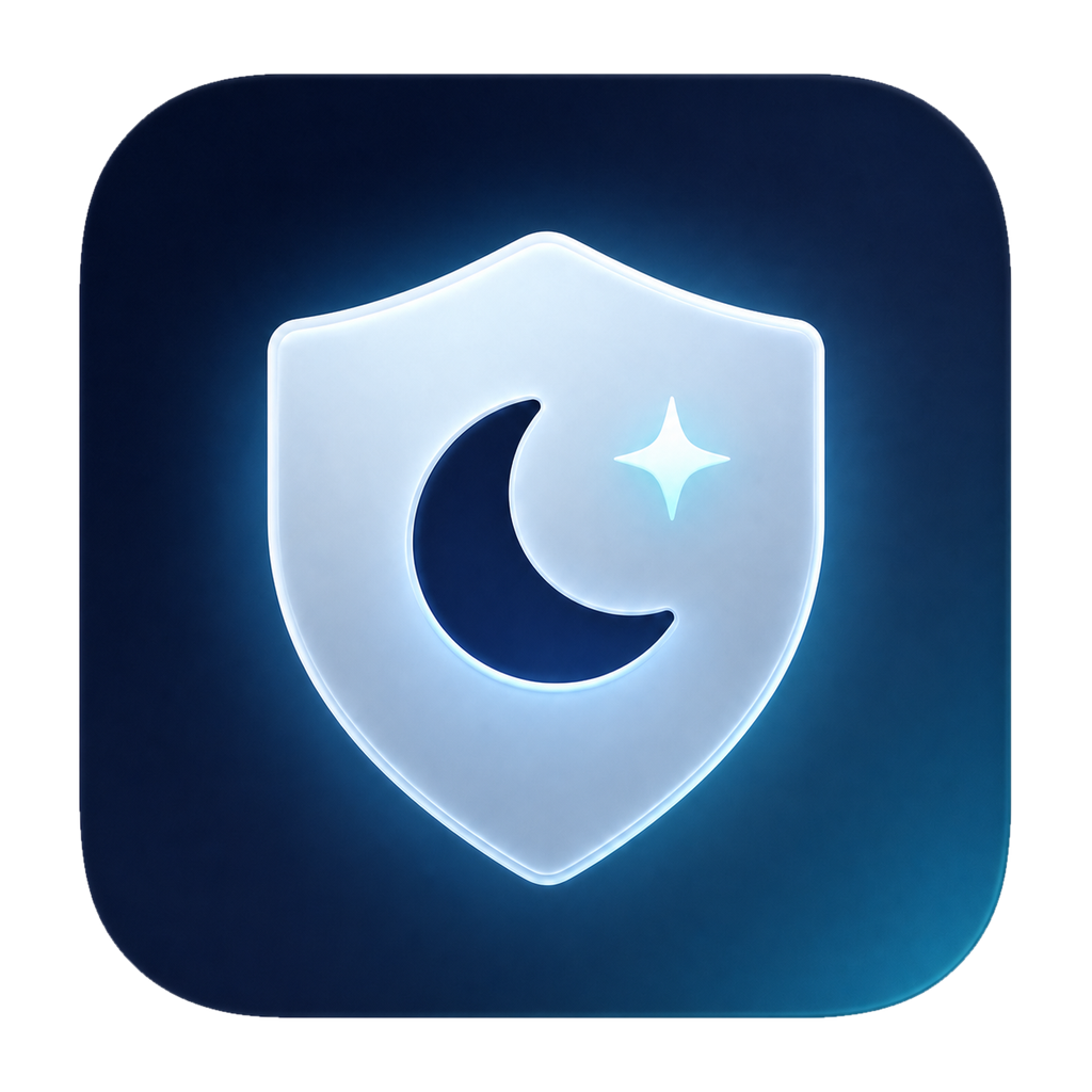 SafeWake shield and crescent app icon