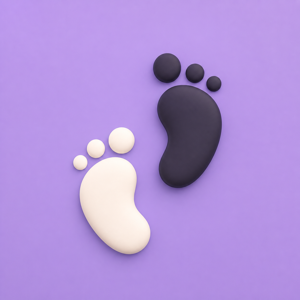 STEPS app icon with cream and charcoal footprints